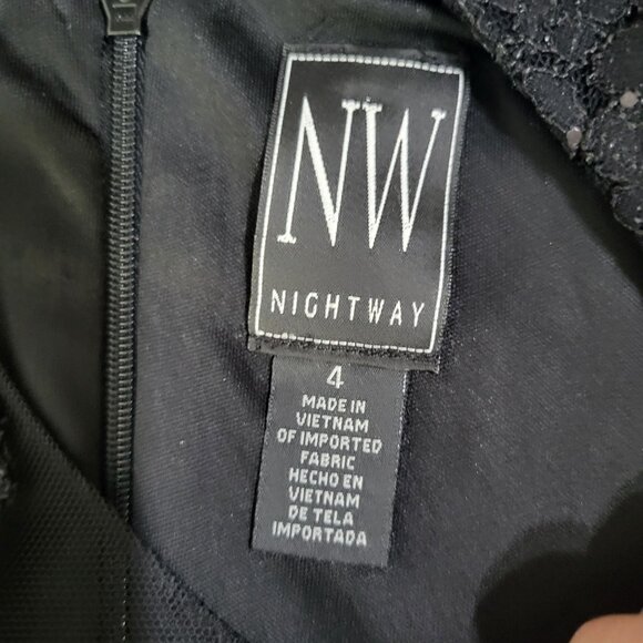 NIGHTWAY Womens SZ 4 Lace Sequin Sleeveless Little Black Dress Prom Cocktail Got - Picture 9 of 11